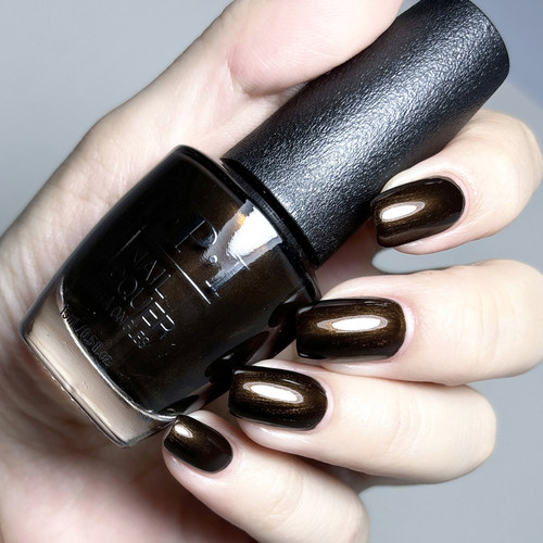 OPI正品秋冬新款指甲油band tease金属棕F026古铜金显白免烤持久 - 图0