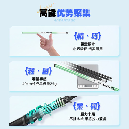 喜曼多儿童鱼竿小物钓套装全套专用溪流钓竿超轻迷你小手竿短节竿 - 图2