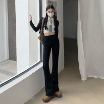 Get G Black High Waist Display Slim Jeans Women Plus Suede 2023 Autumn Winter New Stretch 100 Lap Microhorn Long Pants