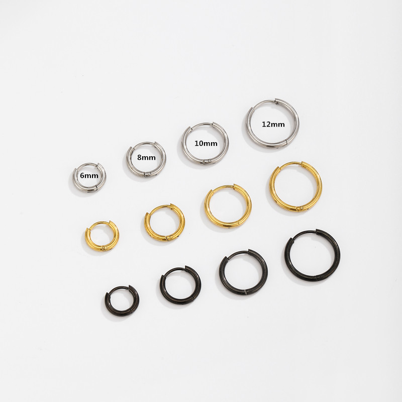 钛钢耳圈素圈隐形耳环耳钉小耳圈耳骨钉耳环男女防过敏轻奢耳饰 - 图0