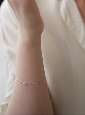 Ordi麻花蝴蝶结四叶草简约气质手链S925纯银镀14K金手链女