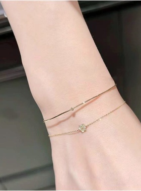 Ordi 新款简约气质极细手链手镯女925银镀金锆石首饰送闺蜜