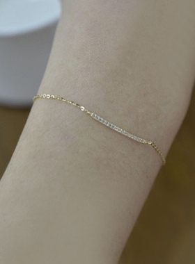 Ordi25新款镶钻锆石超纤细闪亮精致手链简约一字手链手饰