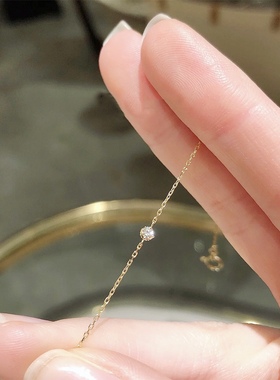 Ordi新款单钻手链日系轻奢简约百搭极细手环925纯银镀14K金