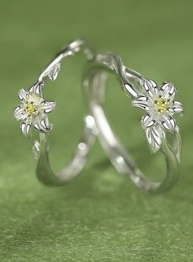 DR百合闺蜜款对戒戒指纯银