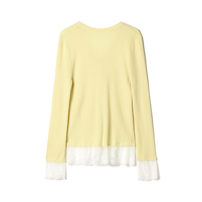 奥莱专柜正品 GMS冬装2025新款 蕾丝拼接下摆上衣外穿开衫毛衣女 - 图0