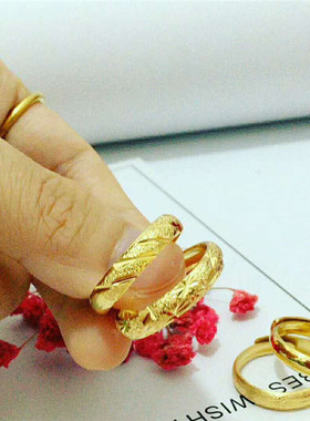 越南沙金磨砂久不掉色欧币风尾戒