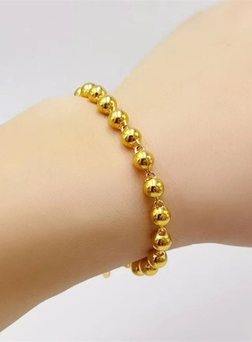 沙金手链光珠实心镀金圆珠佛珠链