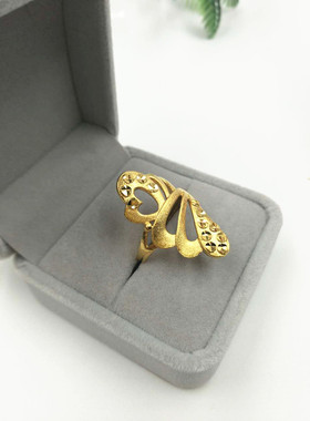 日韩风仿真沙金久不掉色活口戒指