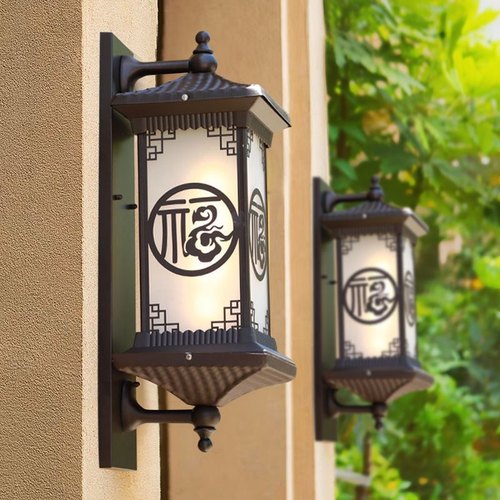 新中式太阳能壁灯防水室外阳台大门罗马柱户外别墅庭院景观灯LED - 图1