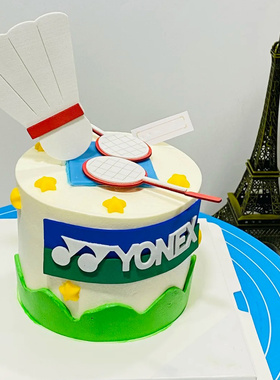 EVA羽毛球套装生日蛋糕插件球拍球场烘焙装饰品YONEX仿真立体摆件