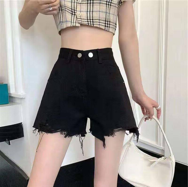 牛仔短裤女2026年夏季新款毛边破洞高腰裤子显瘦阔腿a字超热裤ins,淘宝优惠券,粉丝福利购,淘宝优惠卷