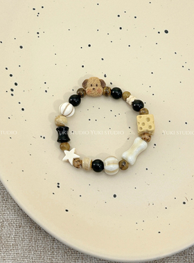 可爱小狗小红书热销款景德镇陶瓷手链百搭可爱设计感卡通甜美手串