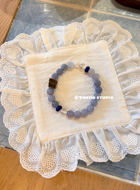 海蓝宝天然石手串小众弹力天然珍珠手链手饰女春夏森系简约手饰女