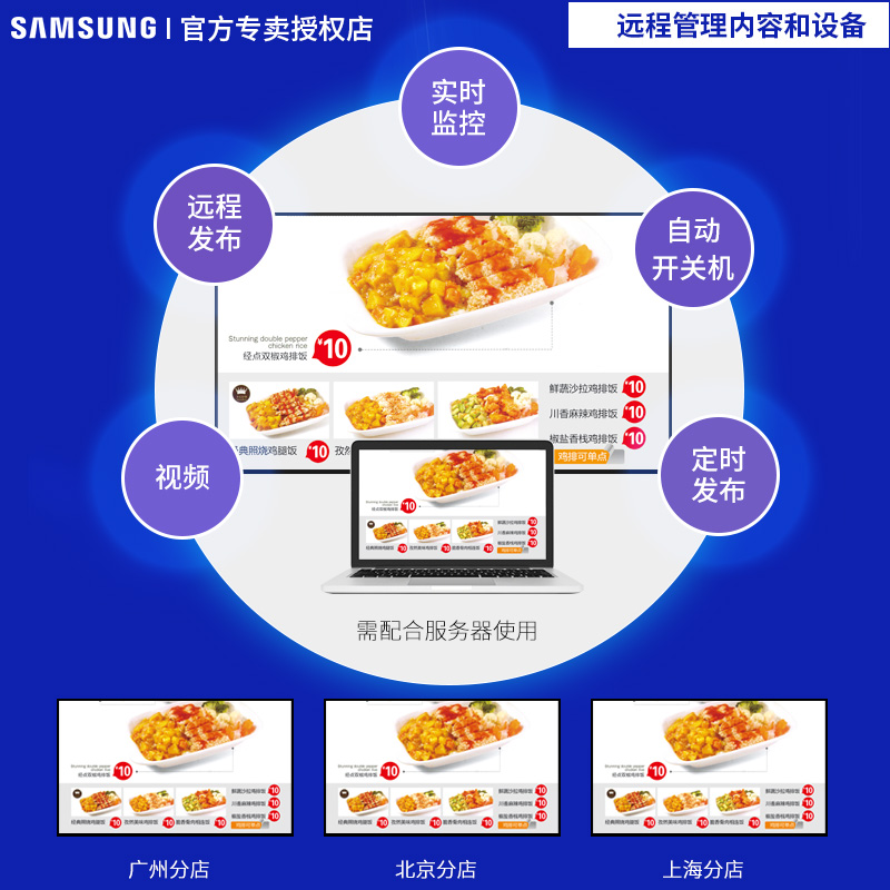 三星QE50T 50英寸壁挂广告机店铺橱窗宣传屏文化墙横竖切换分屏-图1