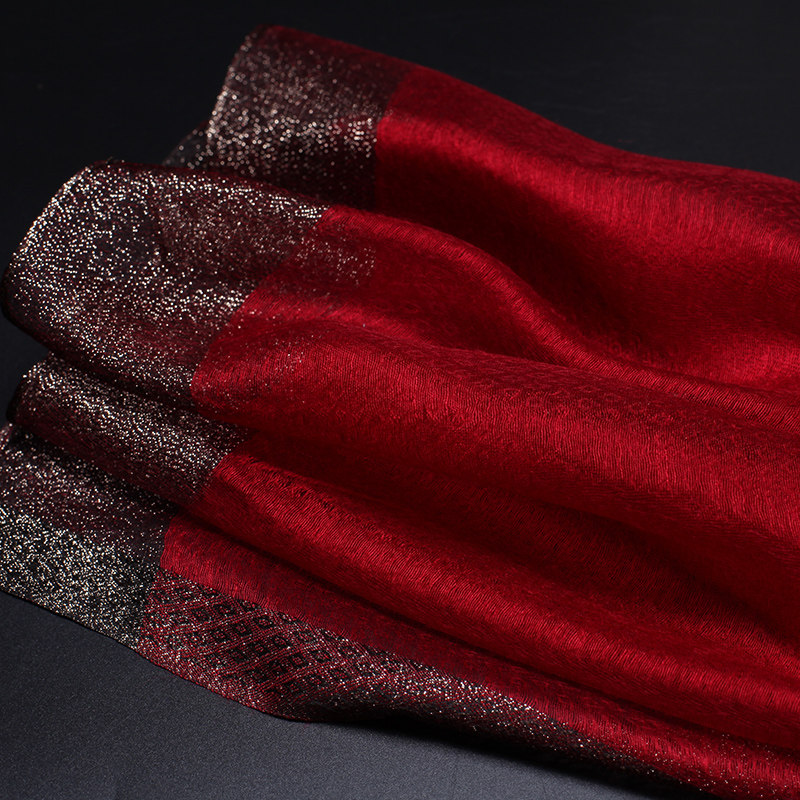 酒红色羊毛围巾女真丝丝巾春秋冬季妈妈本命年新娘喜婆婆婚礼披肩,淘宝优惠券,粉丝福利购,淘宝优惠卷