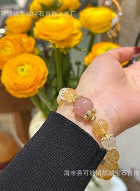 巧恩深花枝天然百搭设计感手串黄阿塞DIY设计款小红书抖音爆