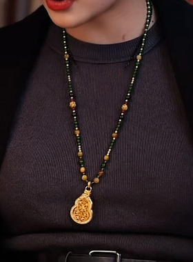 开盖葫芦吊坠新中式玛瑙玉石项链