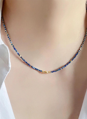 蓝色串珠项链新中式国风气质
