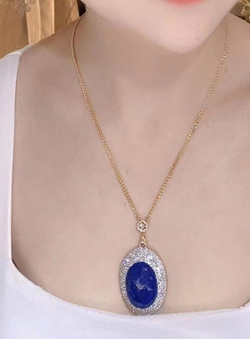 新款宝石青金石戒指耳环项链女