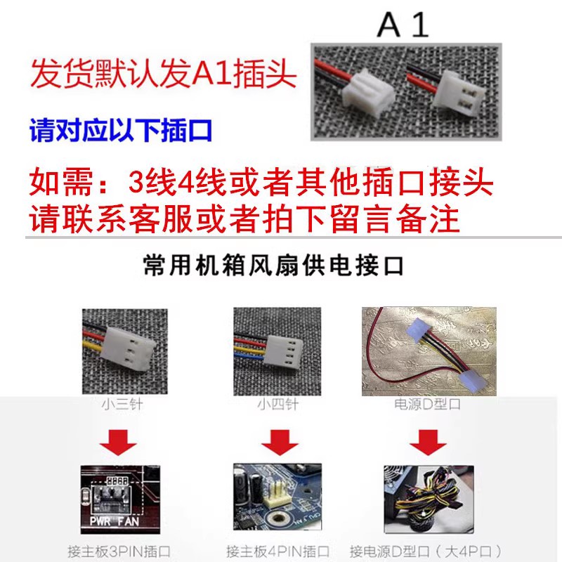 改装暴力风扇12V大风量高转速强力散热风机4/5/6/7/8/9/12cm/厘米 - 图1