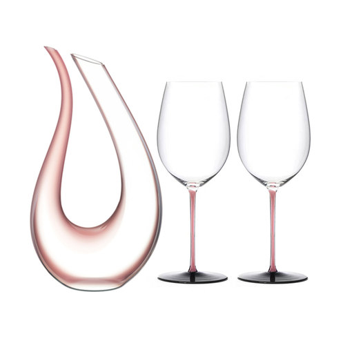 奥地利进口RIEDEL Amadeo竖琴醒酒器 +两支粉领结红酒杯套装 - 图3
