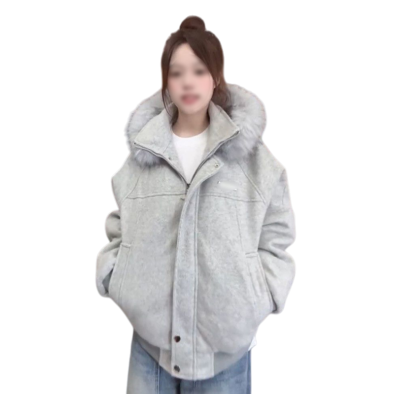 2026冬季新款灰色毛领连帽毛呢棉服外套女学生遮肉显瘦面包服外套,淘宝优惠券,粉丝福利购,淘宝优惠卷