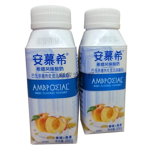 伊利颗粒黄桃燕麦酸牛奶安幕希希腊风味全脂酸奶10瓶整箱礼盒 - 图1