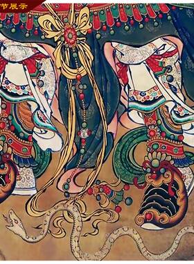 灵官马元帅将军画像客厅玄关装饰挂画华光元帅神像复古丝绸卷轴画