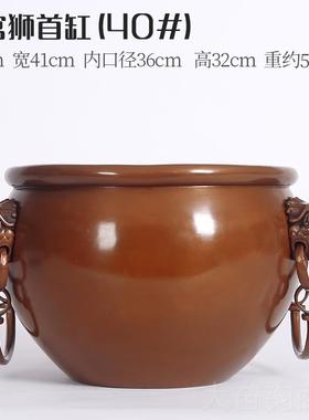 正品紫铜聚宝盆件玄门海铜缸礼故宫狮头缸摆乔迁新居关办公室开业