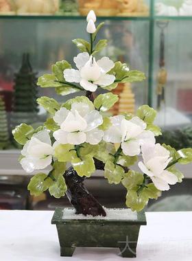 正品原石玉石纯色牡丹花玉客厅装家居酒器柜件饰品摆创意礼品花开