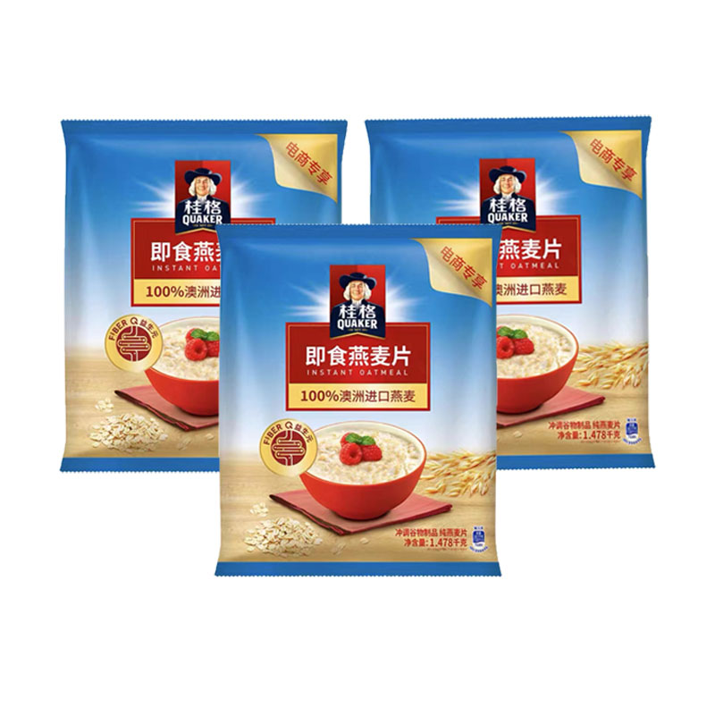 桂格即食燕麦片1478g*1袋装早餐冲饮营养谷物代餐原味麦片