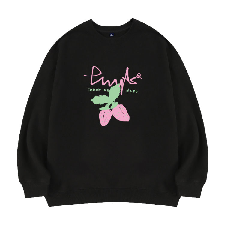 IVE李贤瑞ins同款卫衣服宽松圆领韩系慵懒风印花加绒薄款秋冬季 - 图1