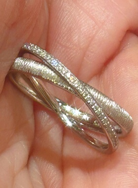 无境星环女生戒指情侣对戒原创设计S925纯银镀18K金闭口戒指定制