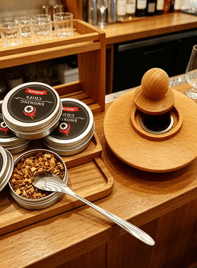 实木烟熏器套装现货亚马逊跨境鸡尾酒烟熏器厨房酒吧创意调酒木屑
