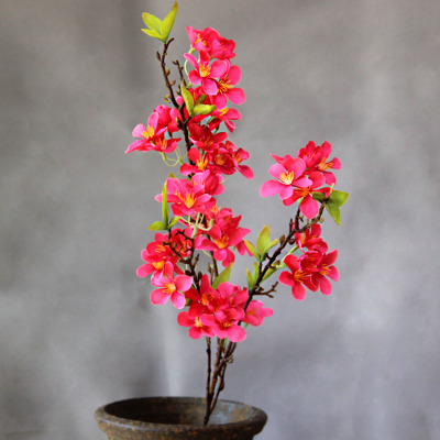 仿真梨花海棠桃花枝苹果花枝假花绢花中式插花家居客厅装饰花摆件-图1