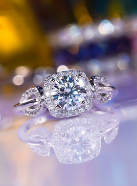 叶片方钻戒指个性设计指环