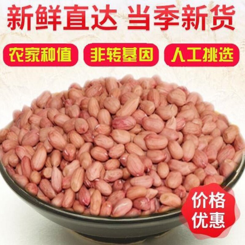 19年新鲜干花生米批发5斤粉皮花生 伊乃人家花生