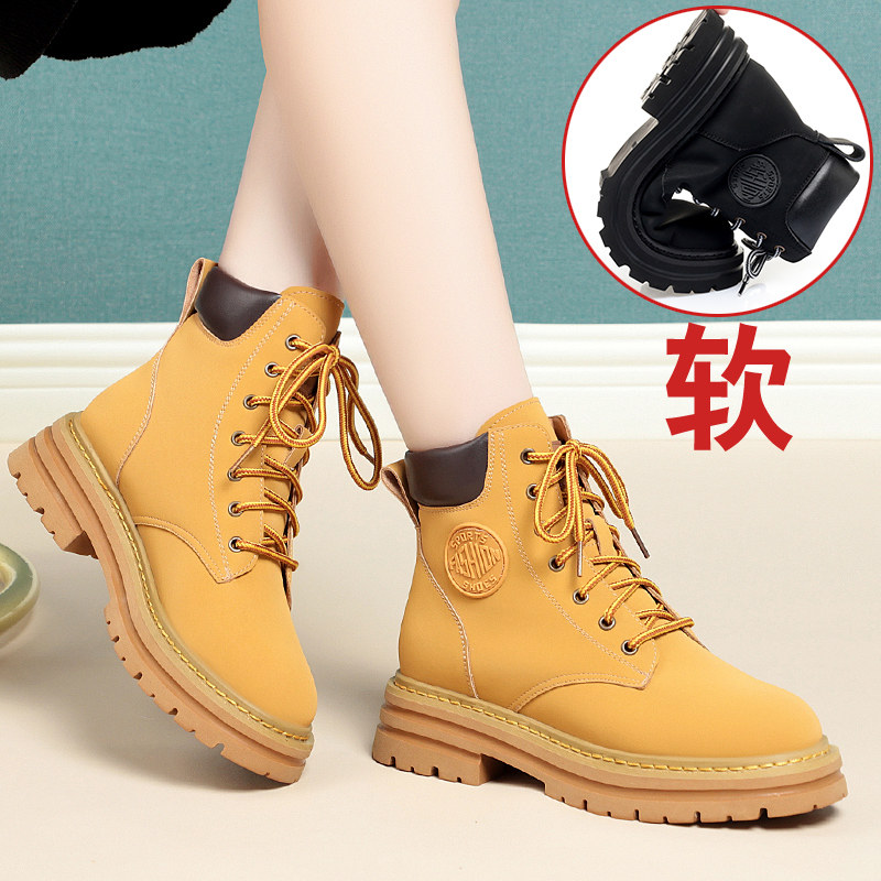 大黄蜂马丁靴加绒冬季真皮羊毛棉鞋 娜颜马丁靴