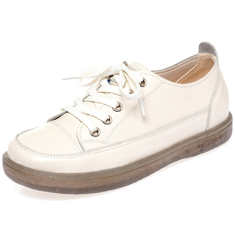 真皮小白鞋女头层牛皮2025新款女鞋软底软面皮鞋平底休闲圆头单鞋,淘宝优惠券,粉丝福利购,淘宝优惠卷