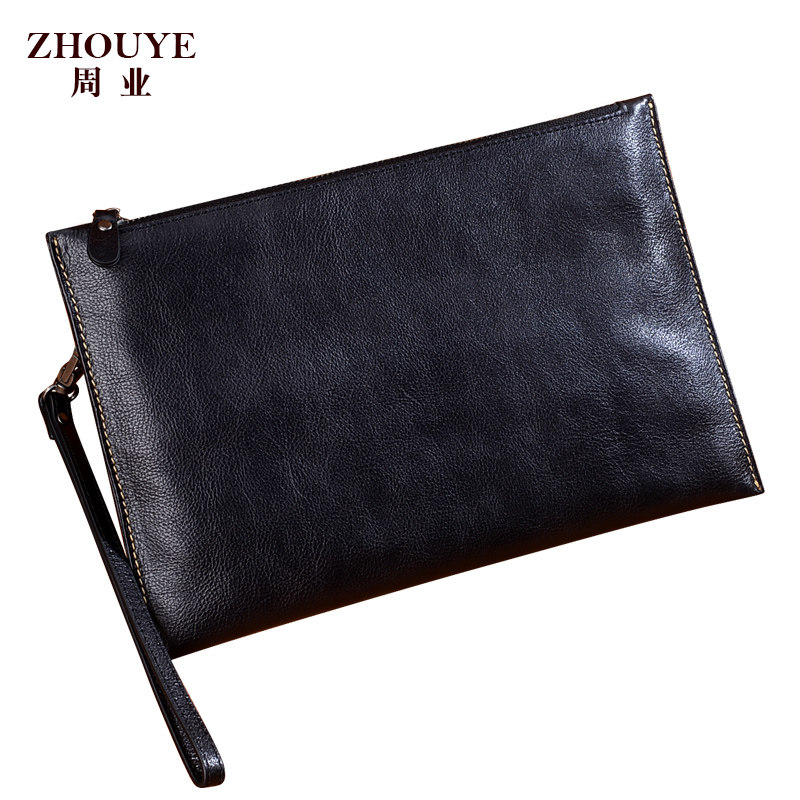 周业男士信封包头层牛皮手拿包男包 周业箱包男士包袋