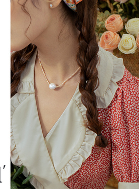 天然巴洛克珍珠项链女