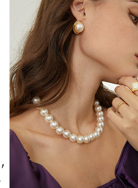 港式仿大珍珠项链女复古