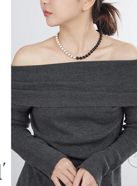 小众设计黑白串珠项链女