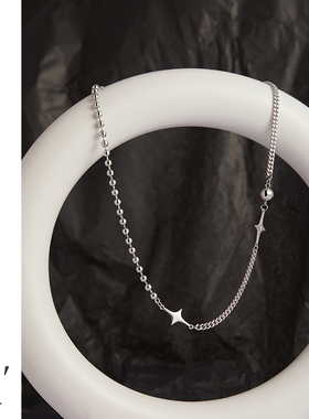 轻奢项链女星星设计银高级锁骨