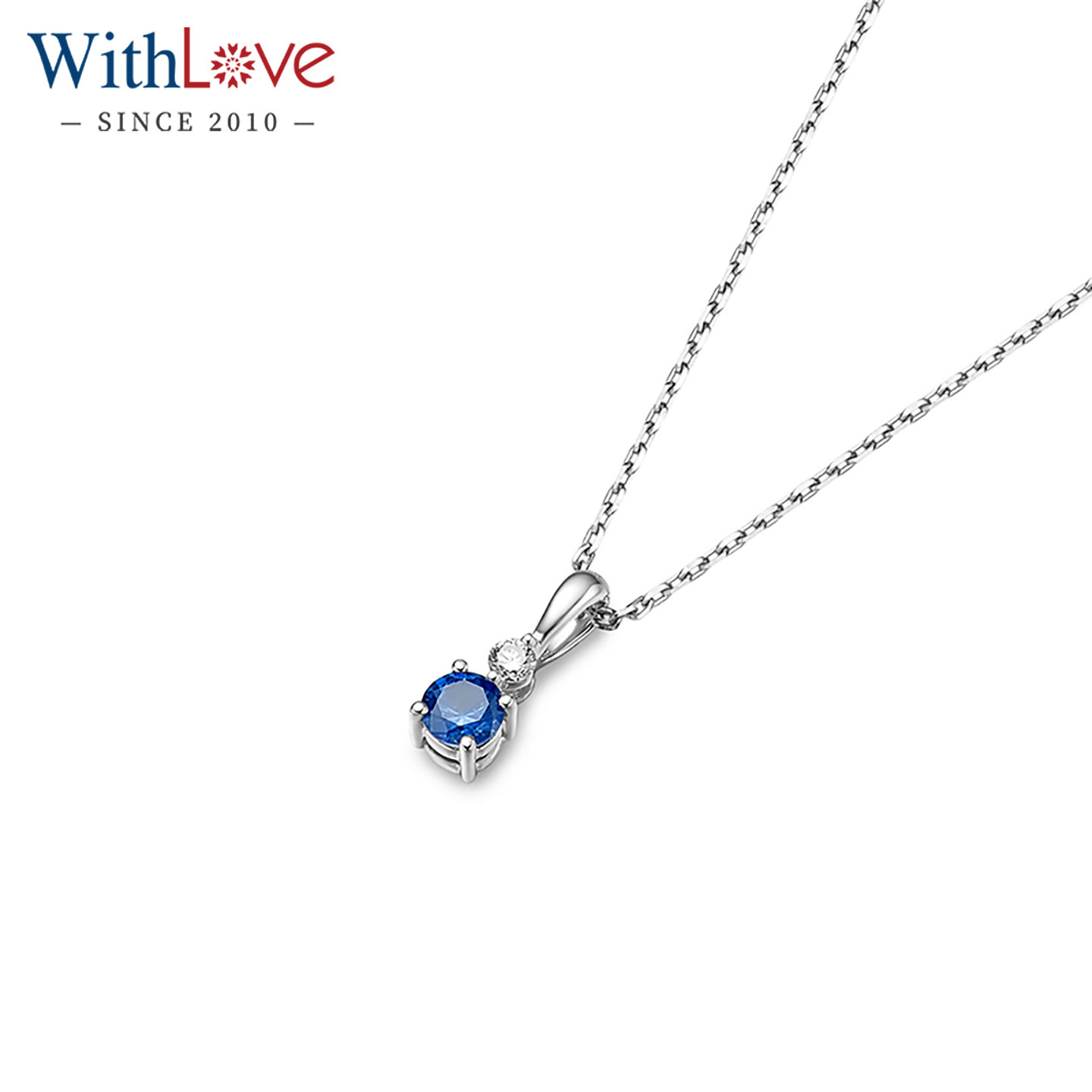 WithLove Pt950铂金圆形蓝宝石钻石吊坠轻奢时尚精致百搭女,淘宝优惠券,粉丝福利购,淘宝优惠卷