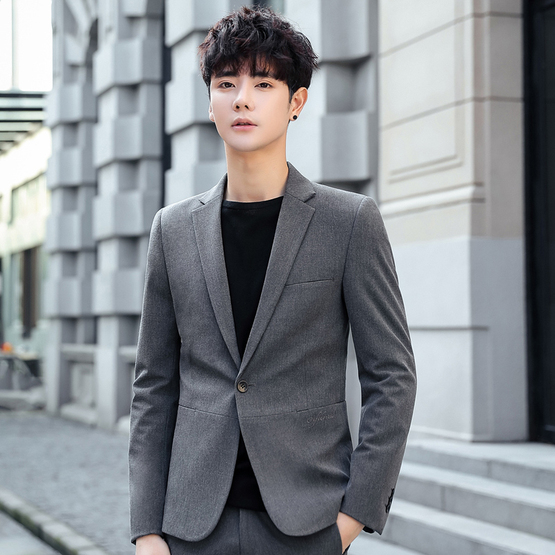 休闲外套潮男士薄款西服套装学生 耐凌西服