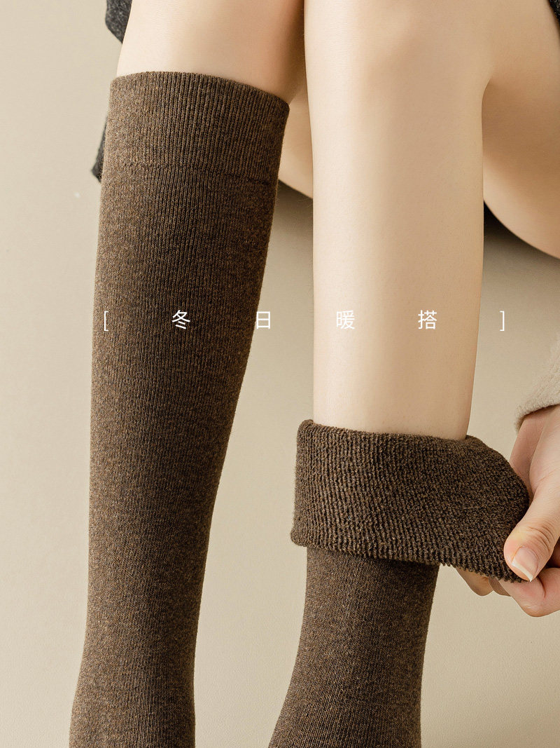 小腿袜女秋冬保暖加绒加厚纯棉毛圈高筒长袜半截及膝毛巾底长筒袜,淘宝优惠券,粉丝福利购,淘宝优惠卷