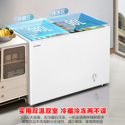 容声230升冰柜商用家用大容量冷藏保鲜冷冻双温卧式冷柜小型官方 - 图0