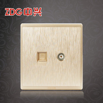 ZDG ZTE switch socket G8 wire drawing champagne gold 3D large panel One computer socket TV socket